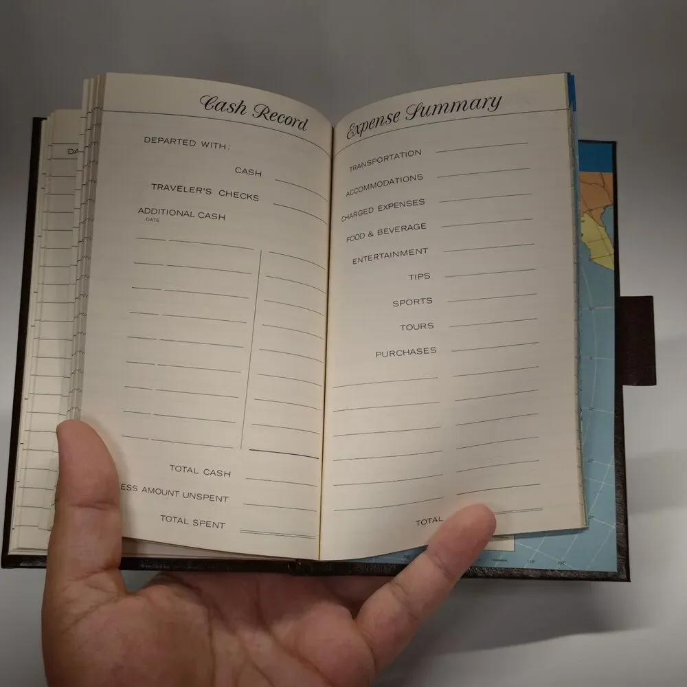 Vintage C.R. Gibson Travel Diary Journal 1974 Unused Faux Leather Maps Planner